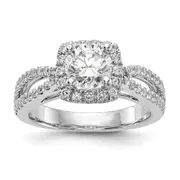 1.00ct. CZ Solid Real 14K White Gold Round Cushion Halo Engagement Ring