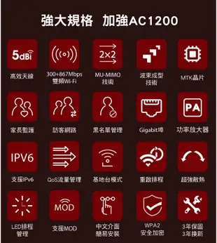 Mercusys水星網路 MR30G AC1200 Gigabit 雙頻 WiFi 無線網路路由器( (8.3折)