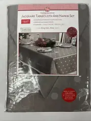 Huntington Home 60 x 104 Oblong Tablecloth & Napkin Set Premium Jacquard Weave