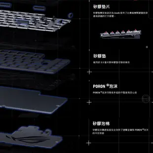 ROG Azoth 客製化無線三模電競鍵盤 三模式連接/人體工學/NX 機械軸/PBT 雙鍵帽/ 黑色-青軸