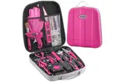 Monika 159PCS Pink Tool Kit Portable Household Tool Set Dual Temp Glue Gun Stick