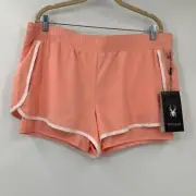 Spyder Active Pink White Lined Compression Running Drawstring Zip Pockets Shorts