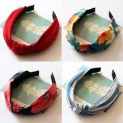 Printed Criss Cross Headband (various designs) Knot - Wine Red - One Size