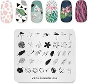 Nail Stamp Plate Summer Theme Picture Print Design Templates Nature Plant Flamingo Monstera Multiple Patterns Manicure Design Stencil DIY Nail Art Stamping Tools