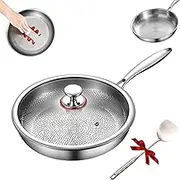 Pure Pan, Hammered Pan Pro with Lid,– Lightweight, Scratch-Resistant(28cm/11.02in)