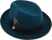[BESPORTBLE] Elegant Men's Cowboy Hat Wool Felt Fedora for Western Style Party Wedding Occasions Green