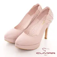 在飛比找momo購物網優惠-【CUMAR】防水台貼鑽花朵高跟鞋(粉紅)