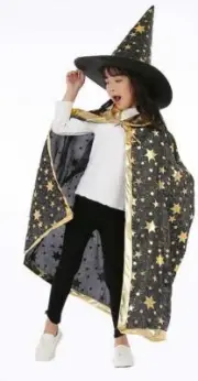 Kids Halloween Costumes Wizard Witch Cape Robe Hat Girls Boys Children Clothes