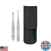 Tweezerman Petite Tweeze Set with Travel Case - Point and Slant Tweezers, Twe