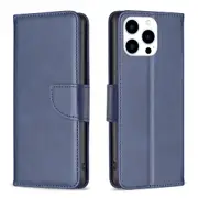 For iPhone 16 Pro Max Case, PU Leather Lambskin Textured Cover, Blue