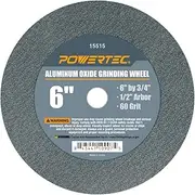 POWERTEC 15515 6 Inch x 3/4 Inch, 1/2 Arbor, 60 Grit Aluminum Oxide Bench Grinder Wheel, Bench and Pedestal Grinding Wheels for Bench Grinder, 1pk
