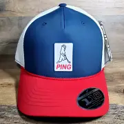 PING Men's Karsten O.G. Performance Golf Snapback Hat Cap Red White Blue NEW