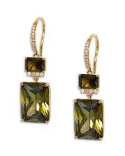 Nadri Macaron Cubic Zirconia Double Drop Earrings in 18K Gold Plated