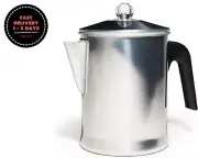 Percolador de aluminio para estufa, duradero, prepara café en la estufa.