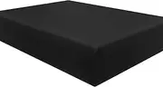 Fitted Sheet - Brushed Velvety Microfiber, Breathable, Extra Soft and Comfortable - Wrinkle, Fade, Stain and Abrasion Resistant - Hotel Quality (Queen, Black)
