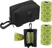 CUBETA Poo Bag Holder for Dogs, Poop Bag Holder for Dog Leash, Soft Fabric Zipper Fits Any Leash - Poop Bag Dispenser with 2 Rolls of Poo Bags