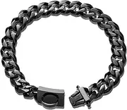 Dog Chain Collar Walking Training Collar with Design Secure Buckle 19MM Black Cuban Link Strong Heavy Duty Chew Proof Chain(19MM, 14")