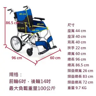 【免運贈好禮】愛俗賣 均佳日本MIKI鋁合金輪椅CK-1 CK-2 可折背 坐得住鋁合金輪椅 外出型輪椅 輕量型輪椅