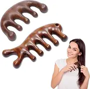 2 Pack Wooden Scalp Massage Comb, Wood Comb Wide Tooth for Women Men Hair Growth, Sandalwood Gua Sha Comb, Natural Wooden Comb Scalp Massage for Gift