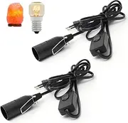 2 Pairs of Cables with Switch for Salt Lamp Lamp Holder l E14 with 1.8 m Litre Salt Lamp Holder l Insulation Salt Light Cable Salt Lamp Holder Black