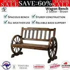 Garden Bench Wooden Wagon Wheel Chair Outdoor Seat Park Backyard Furniture Brown