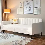 [LIFE SKY] Daybed Twin Size Upholstered - Boucle Tufted Day Bed Frame for Living Room White