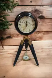 Desk Clock Table Analogue Clock With Compass with Tripod Home/Office Décor Gift