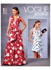 VOGUE PLAYSUIT SEWING PATTERN 1708 8-16 Backless Plunge Neck Jumpsuit New