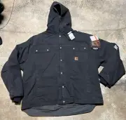 Carhartt J284 Sherpa Lined Work Jacket Men’s Size 3XL Black Hooded Canvas