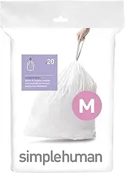 Simplehuman Code M 45L Custom Fit Bin Liners, White, CW0173