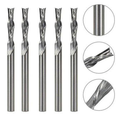 5PCS 1/8" Shank 2 Flutes Solid Carbide Down Cut Spiral End Mill CNC Router Bit##