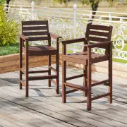 CostwayPatio Adirondack Bar Chairs Set of 2 with Wide Armrests and Footrest-Brown
