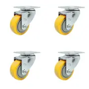 3 Inch Yellow Polyurethane Wheel Swivel Top Plate Caster Set Service Caster