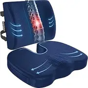 FORTEM Office Chair Cushion and Back Support for Office Chair, Lumbar Support Pillow, Memory Foam, Non Slip Sitting and Back Rest for Gaming, Car Seat Cushion, Chair Pad
