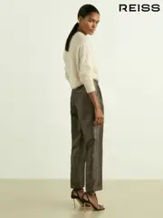 Reiss Dark Gold Sienna Petite Sparkle Tapered Trousers (AA3752) | $260