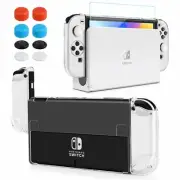 Switch OLED Dockable Case for Nintendo Switch OLED Clear, Screen glass Thumb Cap