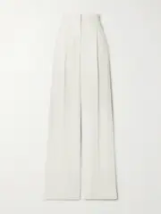 [Max Mara] Max Mara - Manetta Pleated Cady Wide-leg Pants - White - UK 10 UK 10 White