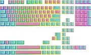 Ranked Pudding v2 PBT Keycaps | 145 Double Shot Translucent ANSI US & ISO Layout | OEM Profile for Full Size, TKL, 75%, 65% and 60% RGB Mechanical Gaming Keyboard (Miami Vice)