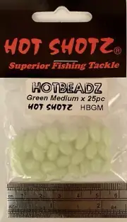 25 Medium Hard Plastic Green Lumo Oval Glow Bead Fishing Beads Snapper Rig