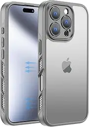 FFENDOUNIU for iPhone 16 Pro Max Case, 360° Full Body Camera Military-Grade Protective, 16 Pro Max Shockproof Anti-Slip Case with Side Heat Dissipation, Translucent (Gray)