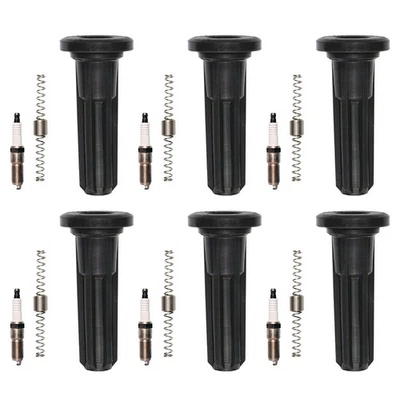 Denso 6 Iridium TT Spark Plugs 6 Coil Boots Kit for GMC Envoy Isuzu Ascender 4.2 (for: Isuzu)