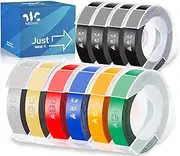 Weemay 10 Pack 3/8" Embossing Tape Compatible for Dymo 3D 9mm Plastic Embossing Label Tape for Organizer Xpress Pro 12965 DYM12966 Office Mate II Junior Home Embossing Label Maker, 3/8 Inch X 9.8 Feet