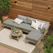 Livsip Outdoor Lounge Sofa Set 6 Piece Garden Furniture Dining Table Chairs Grey
