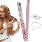 Travel Flat Iron, Portable Hair Straightener, Cordless Curling Iron, Fast Heating Hair Styling Tool, Small Curling Wand and Flat Iron for Women Girls Travel Home