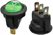 KLVN 20mm KCD1 Led Switch 20A 12V Light Power Switch Car Button Lights ON/Off 3pin Round Rocker Switch(Green,12V)