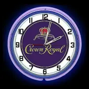 19" Crown Royal Whisky Logo Sign Purple Double Neon Clock Man Cave Bar Garage