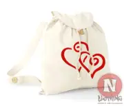 Hearts backpack love girlfriend holiday school college organic cotton day bag