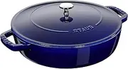 Staub Cast Iron Double-Handled Braiser/Skillet with Lid and Self Basting Spikes - 2.5-Qt., Blue