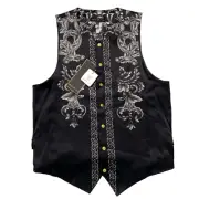 Creme De Silk Vest 100% Silk Soft Touch, Button Front, Black, men’s S