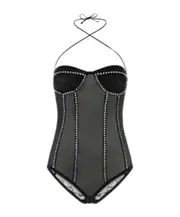Oséree Gem Halterneck Embellished Bodysuit S,L,M Black